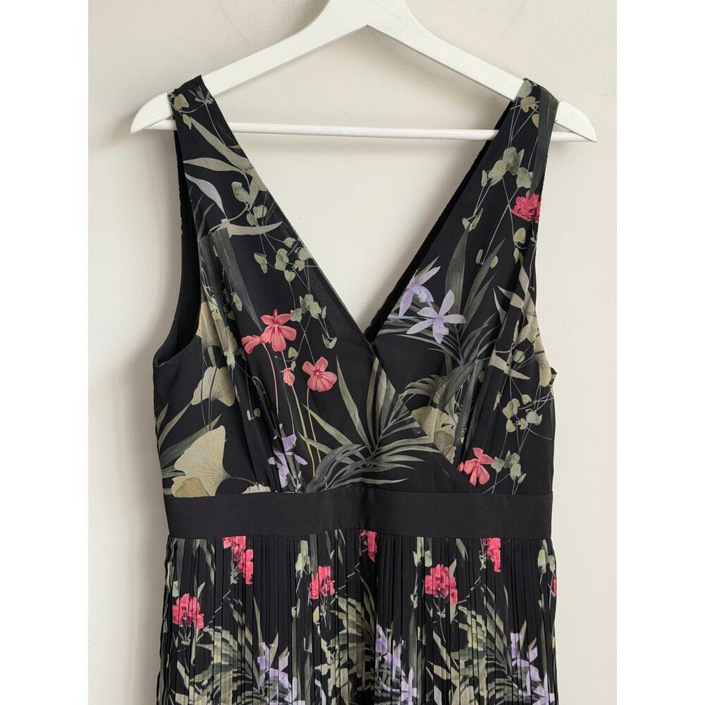 Ted Baker Malinae Highland Tiered Pleated A-Line Midi Dress Black Womens 3 (M) - Picture 3 of 9